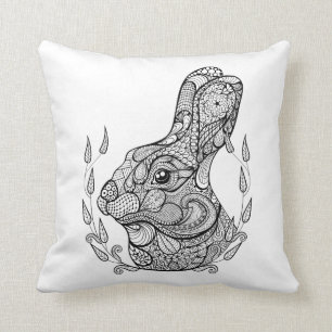 Inspired Head Of Rabbit In Wreath Cushion