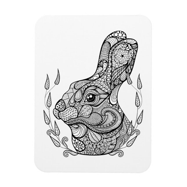 Inspired Head Of Rabbit In Wreath Magnet (Vertical)