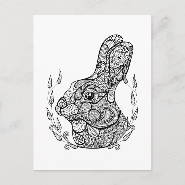 Inspired Head Of Rabbit In Wreath Postcard (Front)