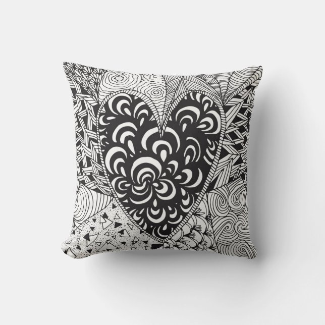 Inspired Heart Doodle Cushion (Front)