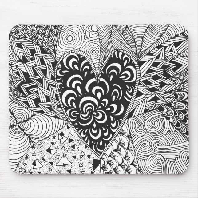 Inspired Heart Doodle Mouse Pad (Front)
