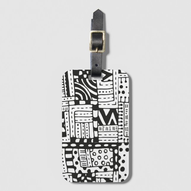 Inspired Indian Abstract Figures Luggage Tag (Front Vertical)