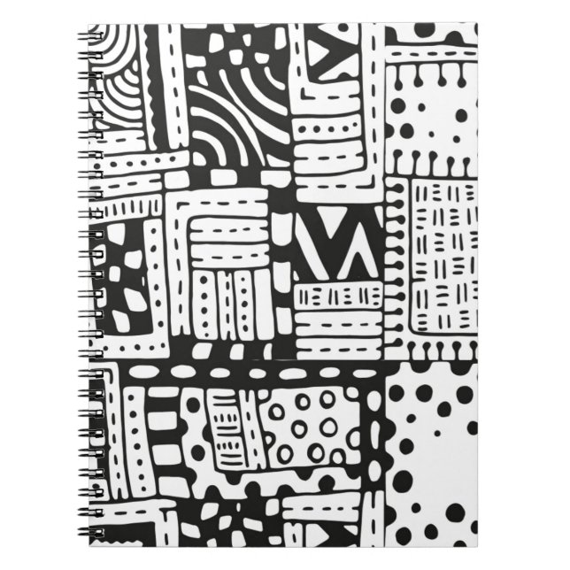 Inspired Indian Abstract Figures Spiral Notebook (Front)