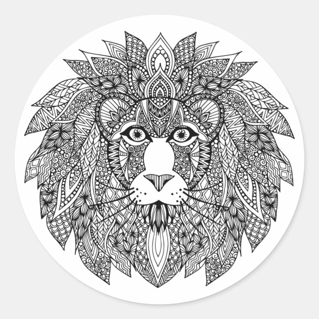 Inspired Lion Head 4 Classic Round Sticker (Front)
