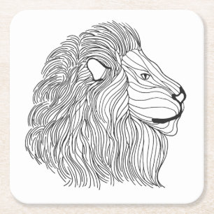 Inspired Lion Head 5 Square Paper Coaster