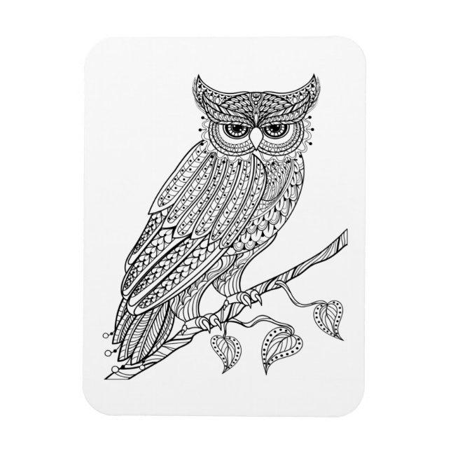 Inspired Magic Owl Sitting On Branch Magnet (Vertical)