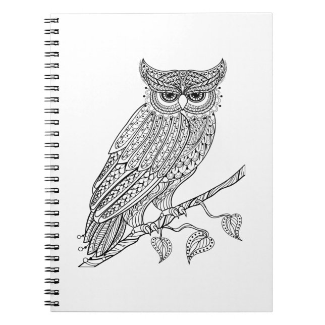 Inspired Magic Owl Sitting On Branch Notebook (Front)