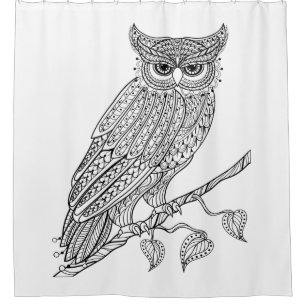 Inspired Magic Owl Sitting On Branch Shower Curtain