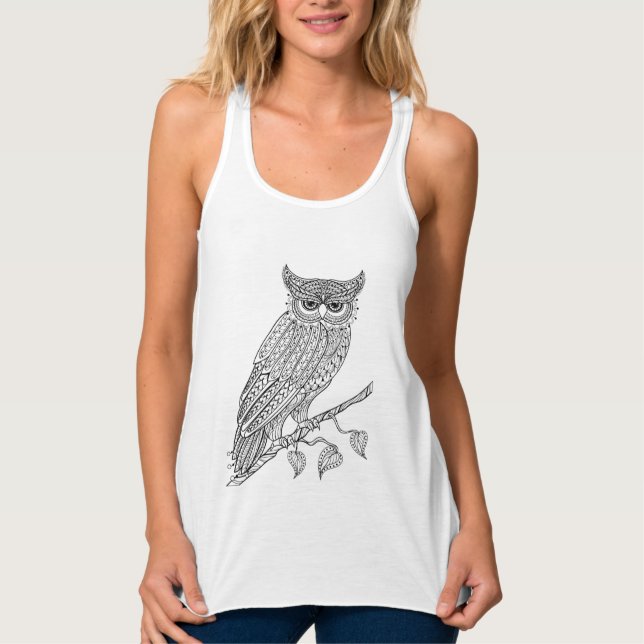 Inspired Magic Owl Sitting On Branch Singlet (Front)