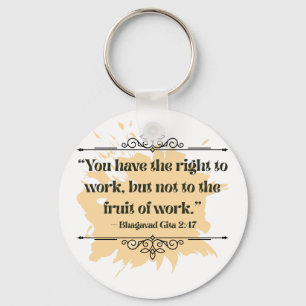 Inspired Orange Minimalist Bhagavad Gita Quote Key Ring