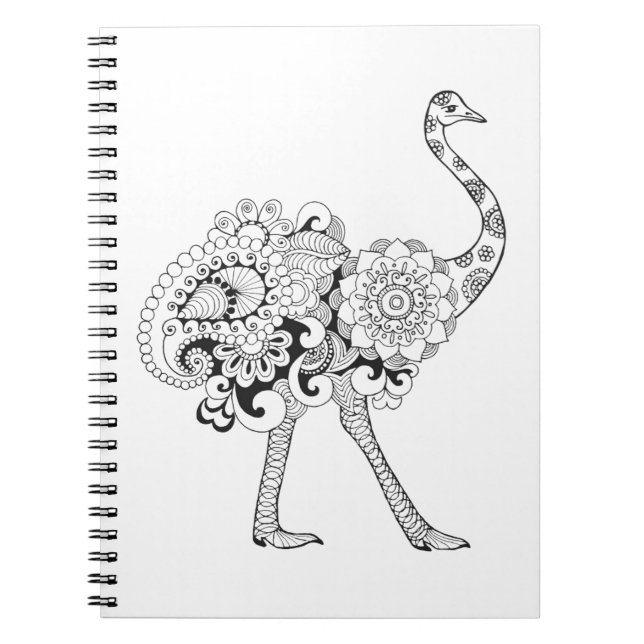 Inspired Ostrich Spiral Notebook (Front)