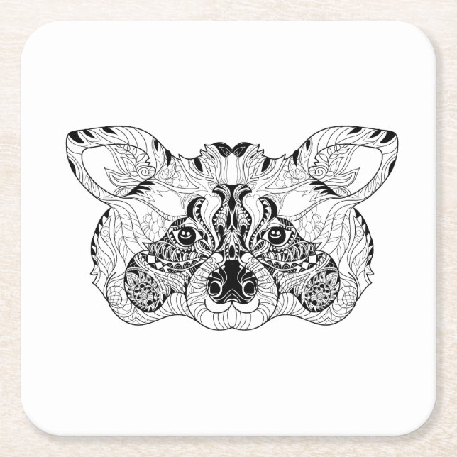 Inspired Racoon Square Paper Coaster (Front)
