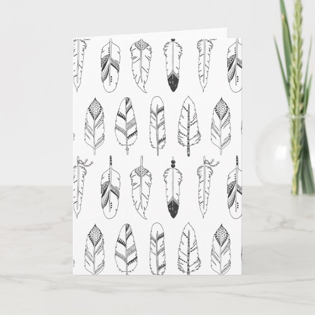 Inspired Retro Feather Pattern Card (Front)