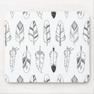 Inspired Retro Feather Pattern Mouse Pad
