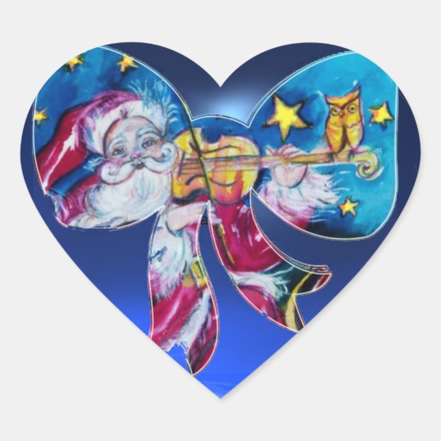 INSPIRED SANTA CHRISTMAS BOW HEART STICKER (Front)