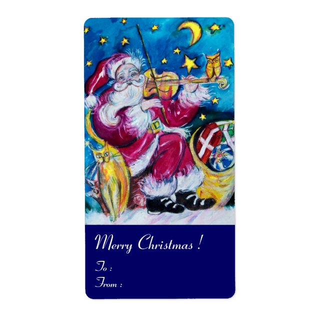 INSPIRED SANTA PLAYING VIOLIN Christmas Night Blue (Front)