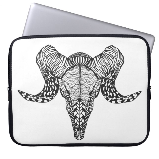 Inspired Sheep Skull Laptop Sleeve (Front)