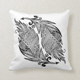 Inspired Sketch Of Feathers Cushion