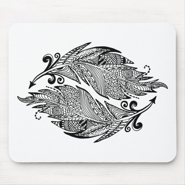 Inspired Sketch Of Feathers Mouse Pad (Front)