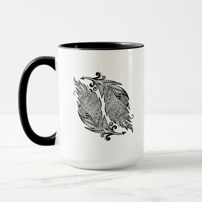 Inspired Sketch Of Feathers Mug (Left)