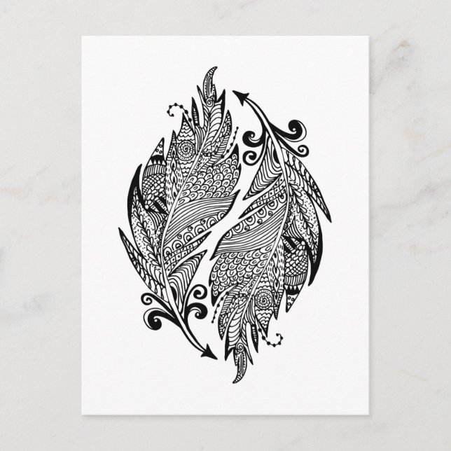 Inspired Sketch Of Feathers Postcard (Front)