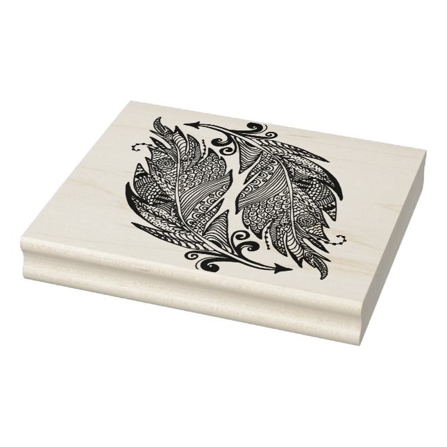 Inspired Sketch Of Feathers Rubber Stamp (Stamp)