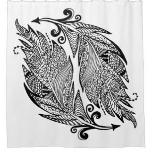 Inspired Sketch Of Feathers Shower Curtain
