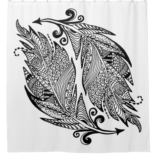 Inspired Sketch Of Feathers Shower Curtain (Front)