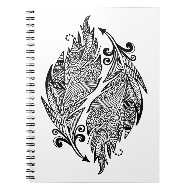 Inspired Sketch Of Feathers Spiral Notebook (Front)