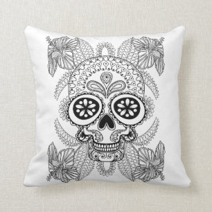 Inspired Skull In Flowers Cushion