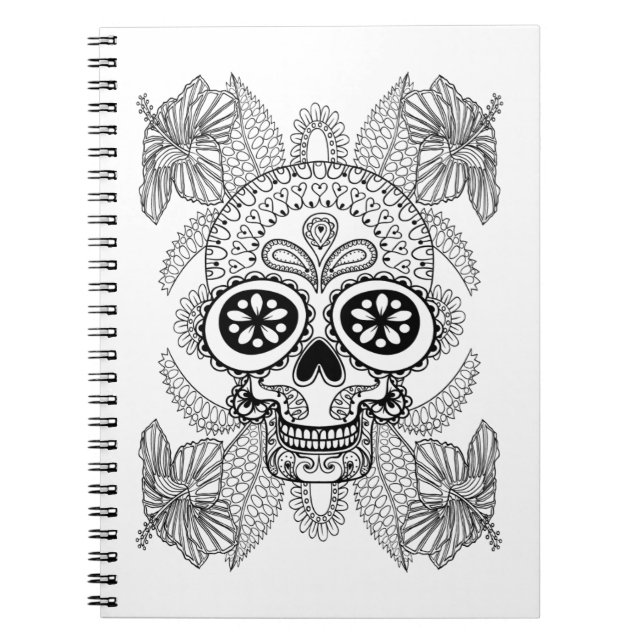 Inspired Skull In Flowers Spiral Notebook (Front)