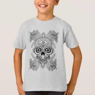 Inspired Skull In Flowers T-Shirt