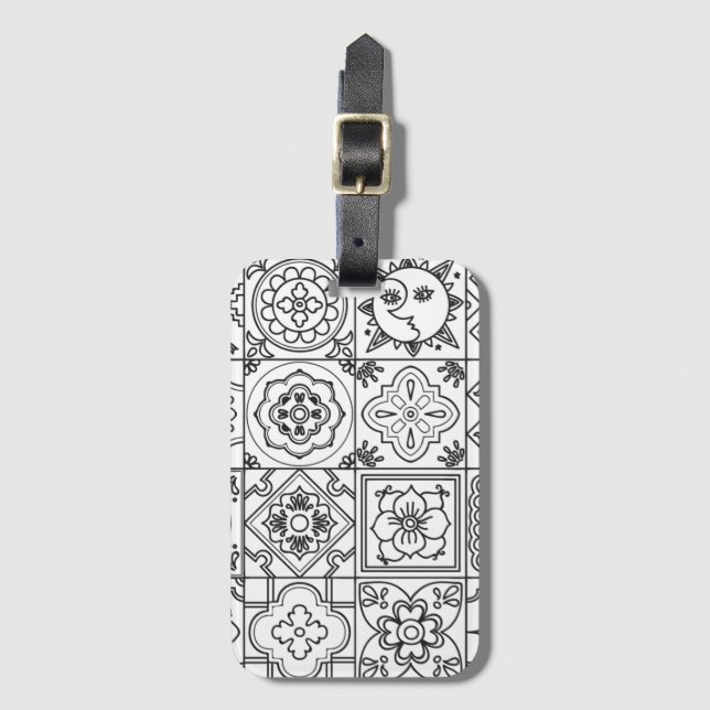Inspired Talavera Pattern Luggage Tag (Front Vertical)