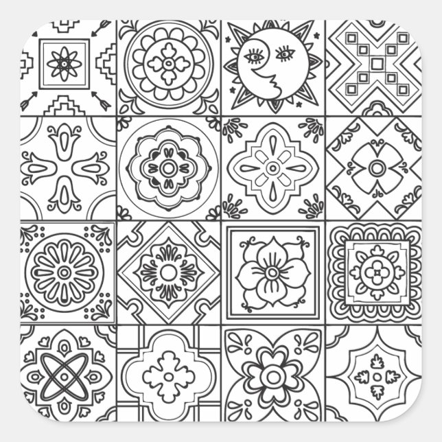 Inspired Talavera Pattern Square Sticker (Front)