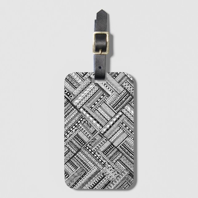 Inspired Tribal Art Pattern Luggage Tag (Front Vertical)