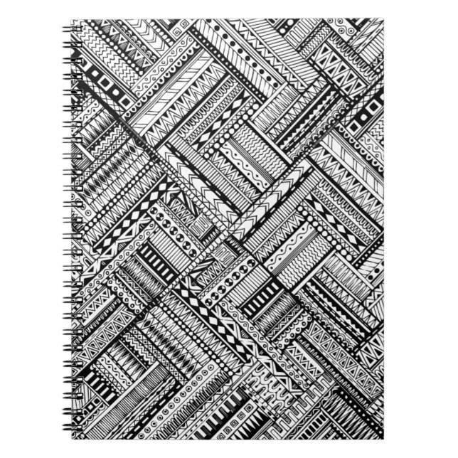 Inspired Tribal Art Pattern Spiral Notebook (Front)