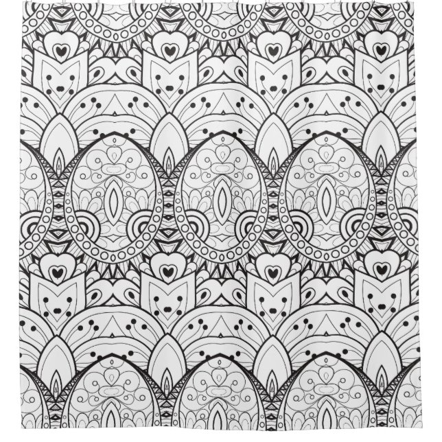 Inspired Tribal Illustration Shower Curtain (Front)