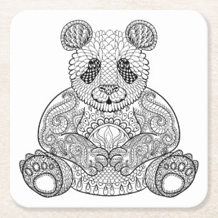 Inspired Tribal Panda Square Paper Coaster