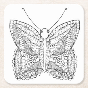 Inspired Tropical Design Butterfly Square Paper Coaster