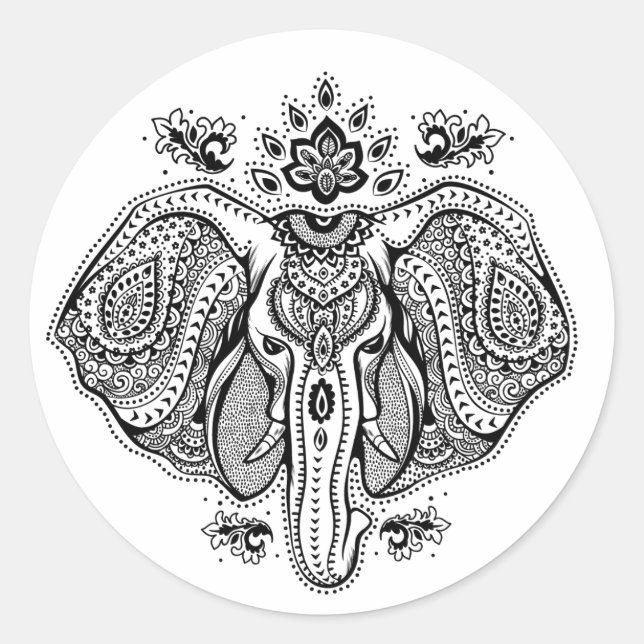 Inspired Vintage Indian Elephant Classic Round Sticker (Front)