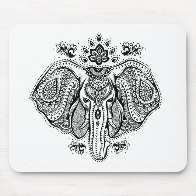 Inspired Vintage Indian Elephant Mouse Pad (Front)