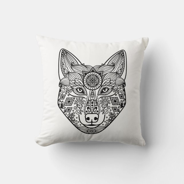 Inspired Wolf Head Cushion (Front)