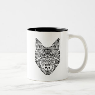 Inspired Wolf Head Two-Tone Coffee Mug