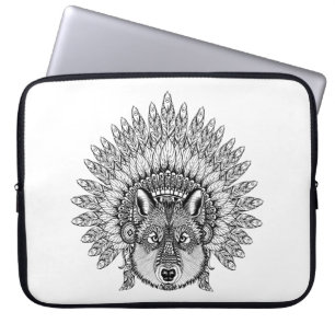 Inspired Wolf In Feathered War Bonnet Laptop Sleeve