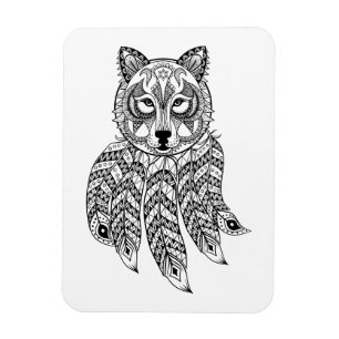 Inspired Wolf With Dreamcatcher Magnet