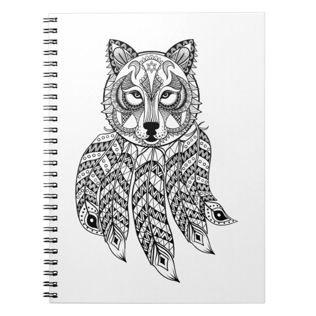 Inspired Wolf With Dreamcatcher Notebook (Front)