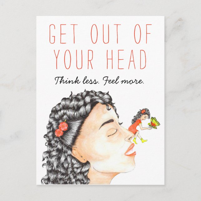 Inspiring Anxiety Quote Girl Meets Butterfly Art Postcard (Front)