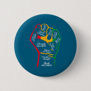 Inspiring black leaders power fist hand black 6 cm round badge