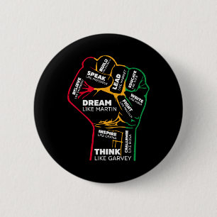 Inspiring Black Leaders Power Fist Hand Black Hist 6 Cm Round Badge