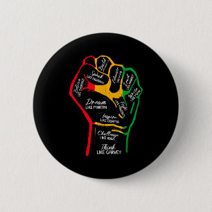 Inspiring Black Leaders Power Fist Hand Black Hist 6 Cm Round Badge